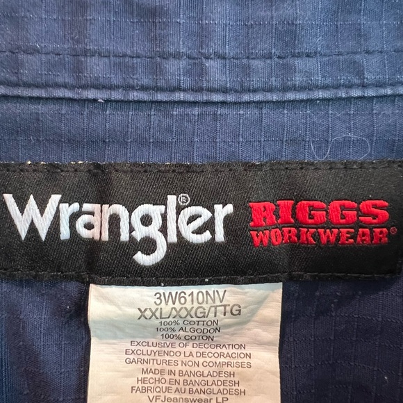 Wrangler Riggs Workwear Short Sleeve Button Up Shirt Blue Men's XXL - Picture 2 of 4